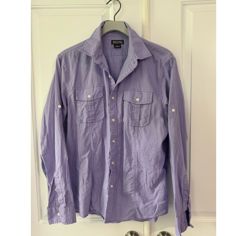 Men's Michael Kors Lavender L/S Button Up, Large